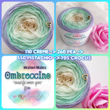 Ombreccino creme, pea, pistachio, crocus