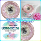Ombreccino light grey, creme, baby pink, peach
