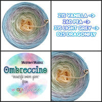 Ombreccino vanilla, pea, light grey, dragonfly