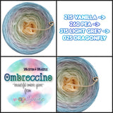 Ombreccino vanilla, pea, light grey, dragonfly