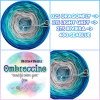 Ombreccino dragonfly, light grey, riviera, seablue