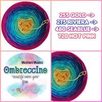 Ombreccino gold, riviera, seablue, hot pink