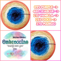 Ombreccino purple, seablue, vanilla, gold, mango