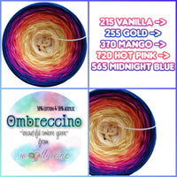 Ombreccino vanilla, gold, mango, hot pink, midnight blue