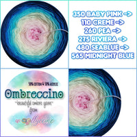 Ombreccino baby pink, creme, pea, riviera, seablue, midnight blue