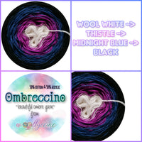 Ombreccino wool white, thistle, midnight blue, black