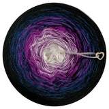 Ombreccino wool white, thistle, midnight blue, black