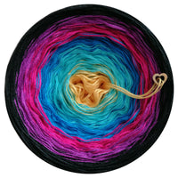 Ombreccino gold, riviera, seablue, hot pink, thistle, black