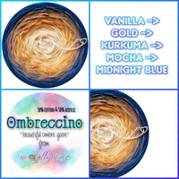 Ombreccino vanilla, gold, kurkuma, mocha, midnight blue
