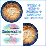Ombreccino vanilla, gold, kurkuma, mocha, midnight blue