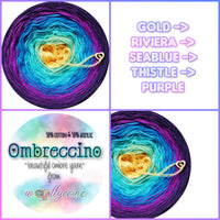 Ombreccino gold, riviera, seablue, thistle, purple