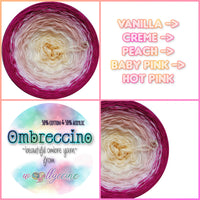 Ombreccino vanilla, creme, peach, baby pink, hot pink