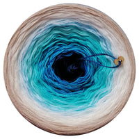 Ombreccino midnight blue, seablue, riviera, nymph, dragonfly, wool white, creme, beige