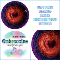 Ombreccino hot pink, mango, brick, midnight blue, thistle