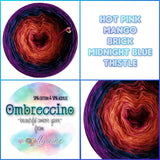 Ombreccino hot pink, mango, brick, midnight blue, thistle