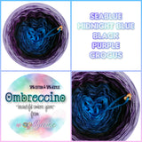 Ombreccino seablue, midnight blue, black, purple, crocus