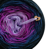 Ombreccino crocus, thistle, midnight blue, black