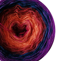 Ombreccino hot pink, mango, brick, midnight blue, thistle