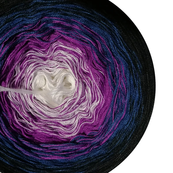 Ombreccino wool white, thistle, midnight blue, black