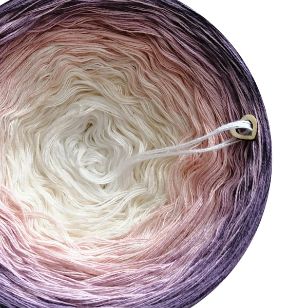 Ombreccino wool white, creme, peach, dirty pink, violet