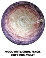 Ombreccino wool white, creme, peach, dirty pink, violet