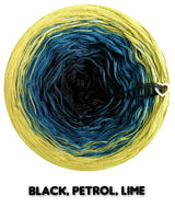 Ombreccino black, petrol, lime
