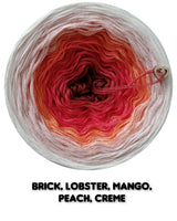 Ombreccino brick, lobster, mango, peach, creme