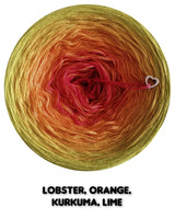 Ombreccino lobster, orange, kurkuma, lime